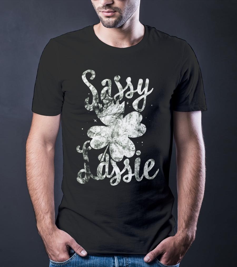Sassy Lassie St Patricks Day Shamrock Crown T-Shirt