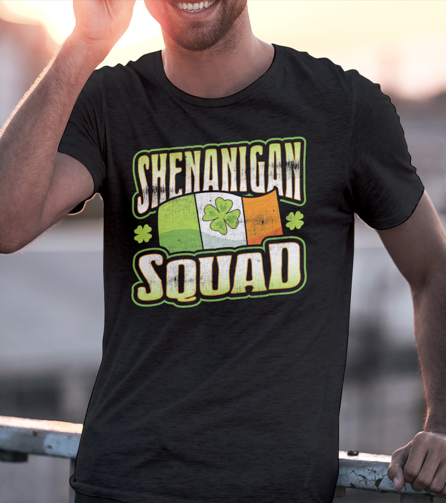 Shenanigan Squad Irish Flag Clover Retro T-Shirt