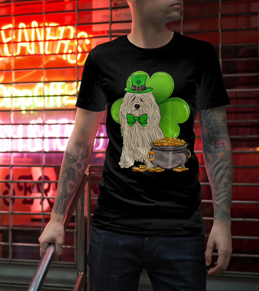 Puli Dog St Patricks Day Leprechaun With Pot Of Gold And Shamrock T-Shirt
