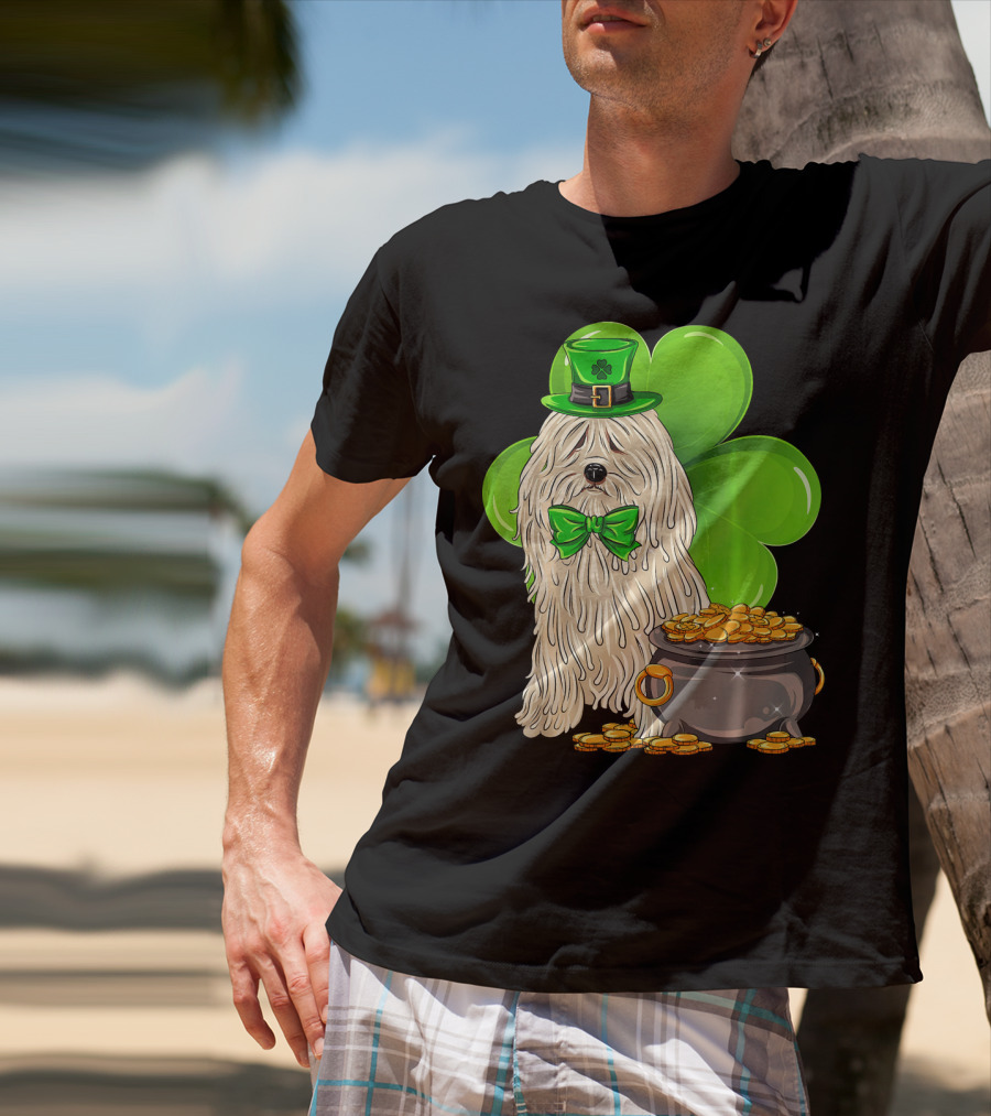 Puli Dog St Patricks Day Leprechaun With Pot Of Gold And Shamrock T-Shirt