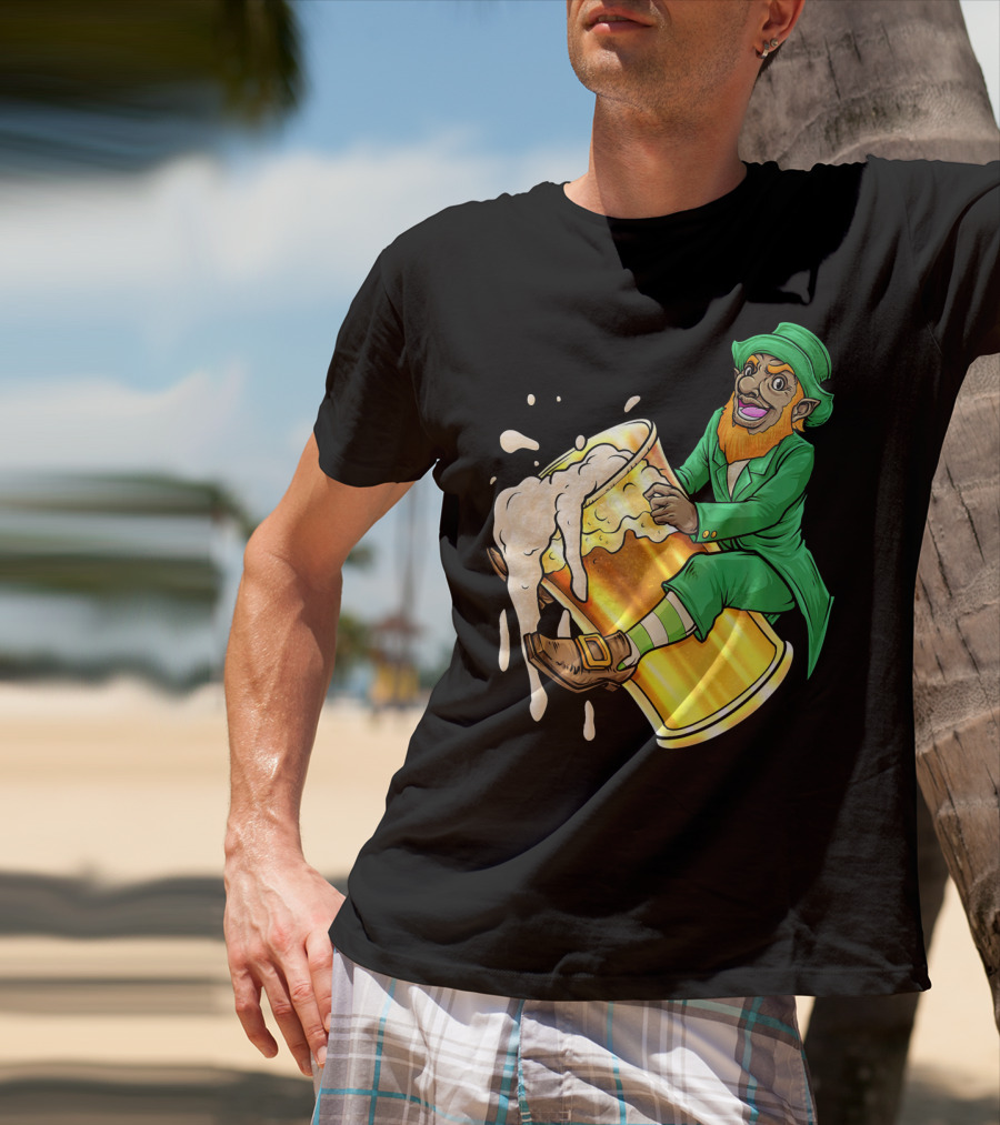 Black Leprechaun Beer African Amer T-Shirt
