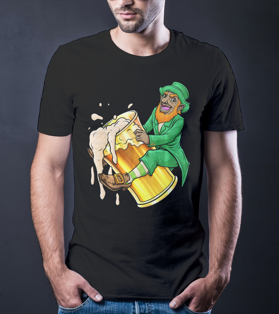 Black Leprechaun Beer African Amer T-Shirt