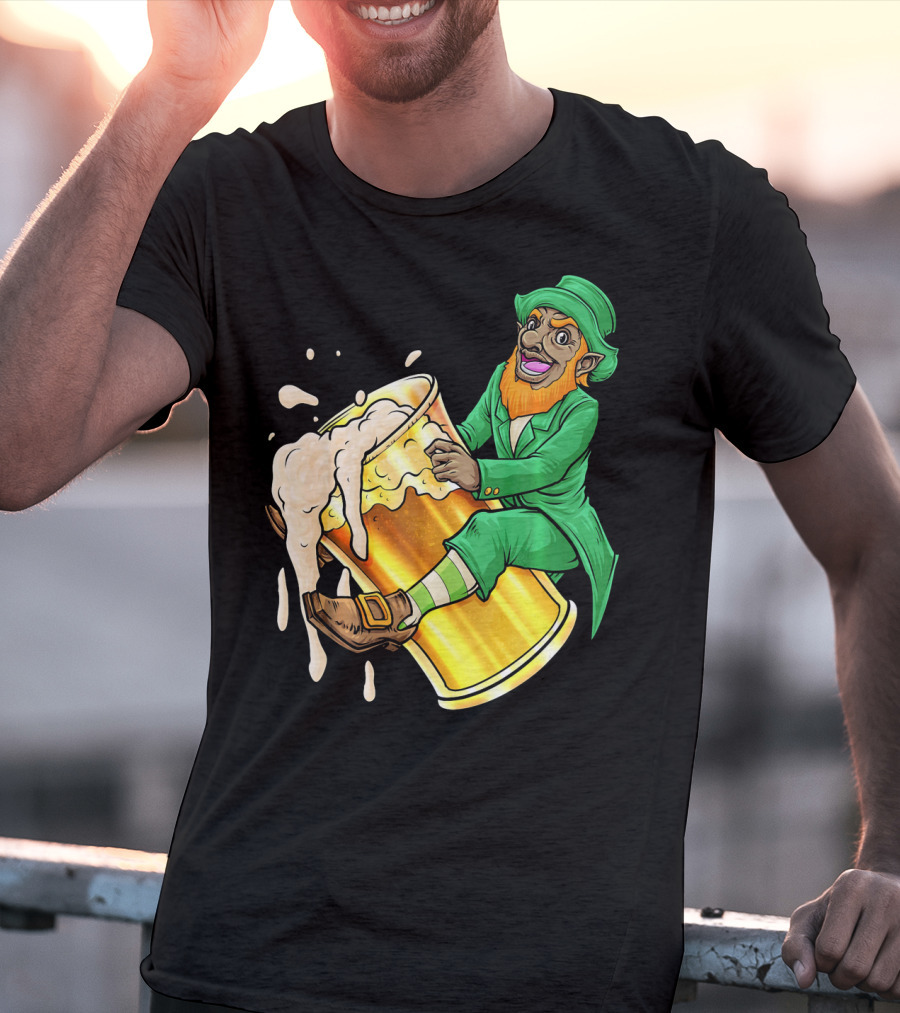 Black Leprechaun Beer African Amer T-Shirt