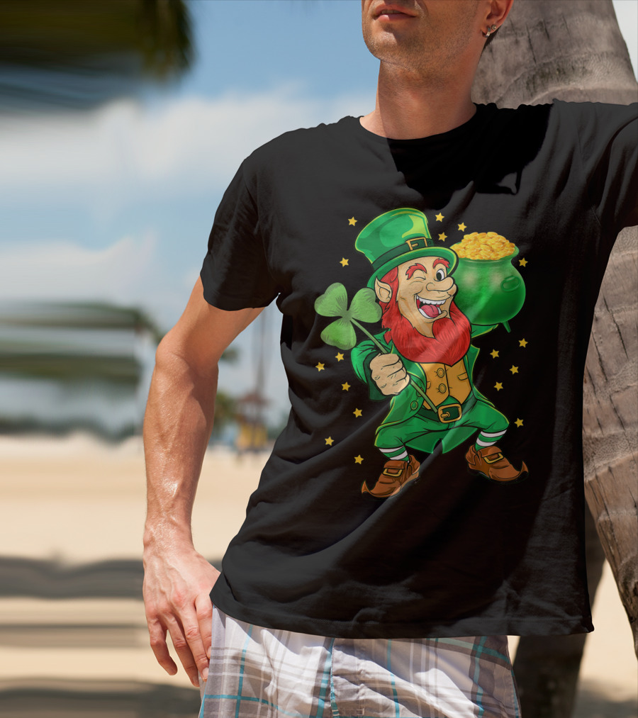 St Patricks Day Leprechauns Pot Of Gold And Shamrock T-Shirt