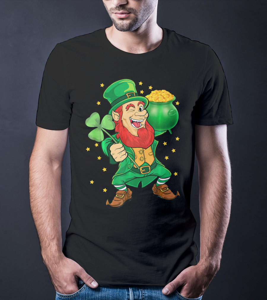 St Patricks Day Leprechauns Pot Of Gold And Shamrock T-Shirt