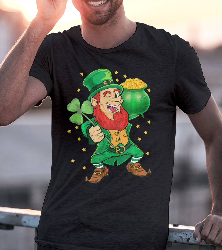 St Patricks Day Leprechauns Pot Of Gold And Shamrock T-Shirt