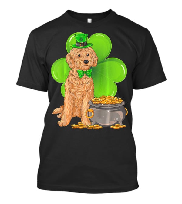 Cockapoo St Patricks Day Leprechaun Dog With Shamrock And Pot Of Gold T-Shirt