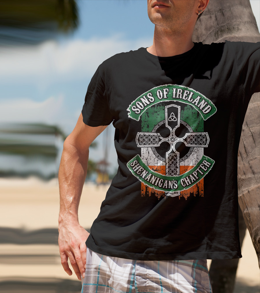 Sons Of Ireland Celtic Cross Flag Shenanigans Chapter T-Shirt