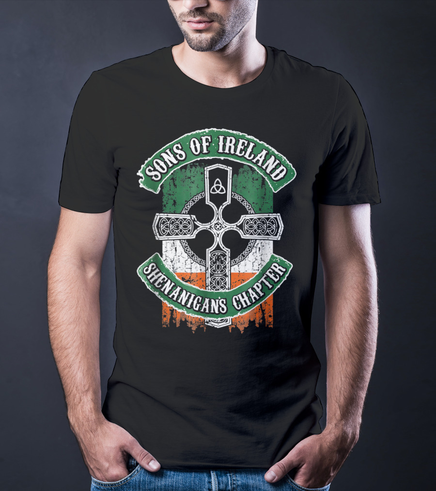 Sons Of Ireland Celtic Cross Flag Shenanigans Chapter T-Shirt
