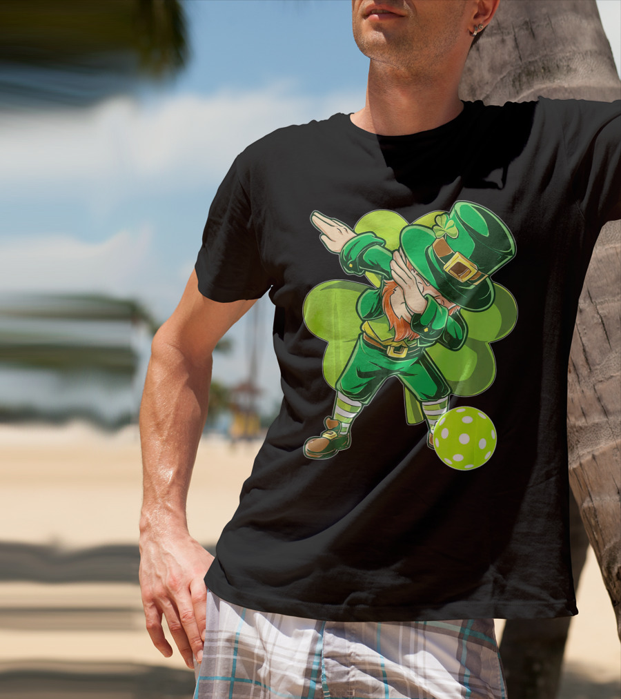 Funny Dabbing Leprechaun Pickleball Sport T-Shirt
