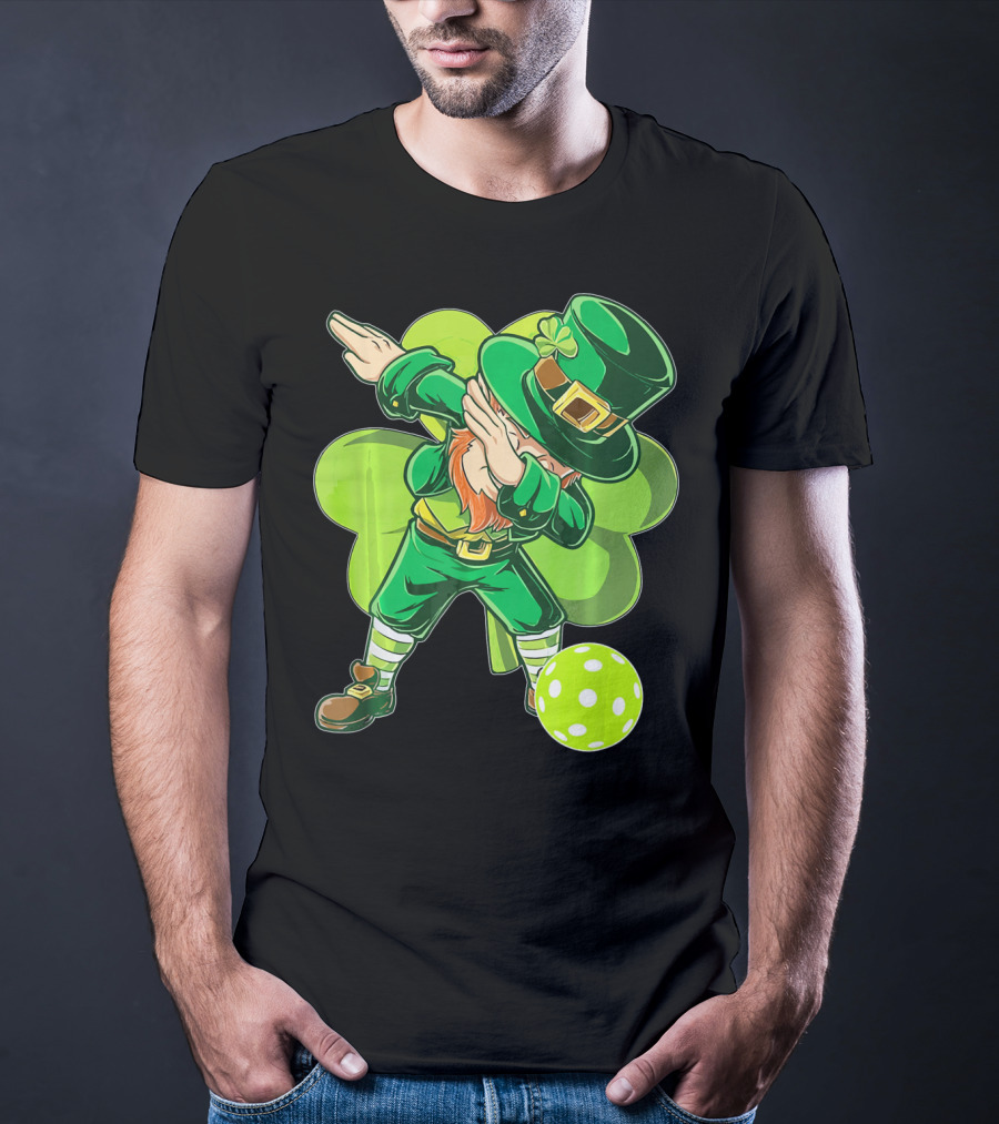 Funny Dabbing Leprechaun Pickleball Sport T-Shirt
