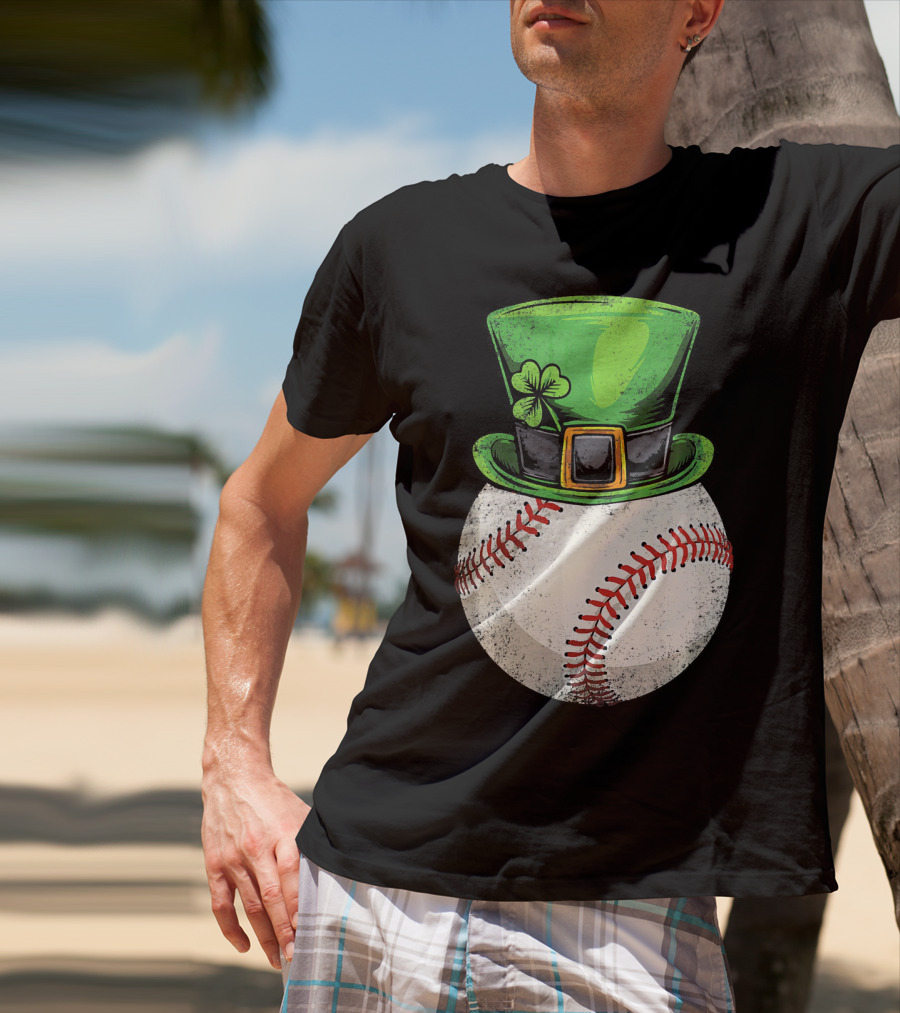 St Patricks Baseball Leprechaun Shamrock Hat T-Shirt