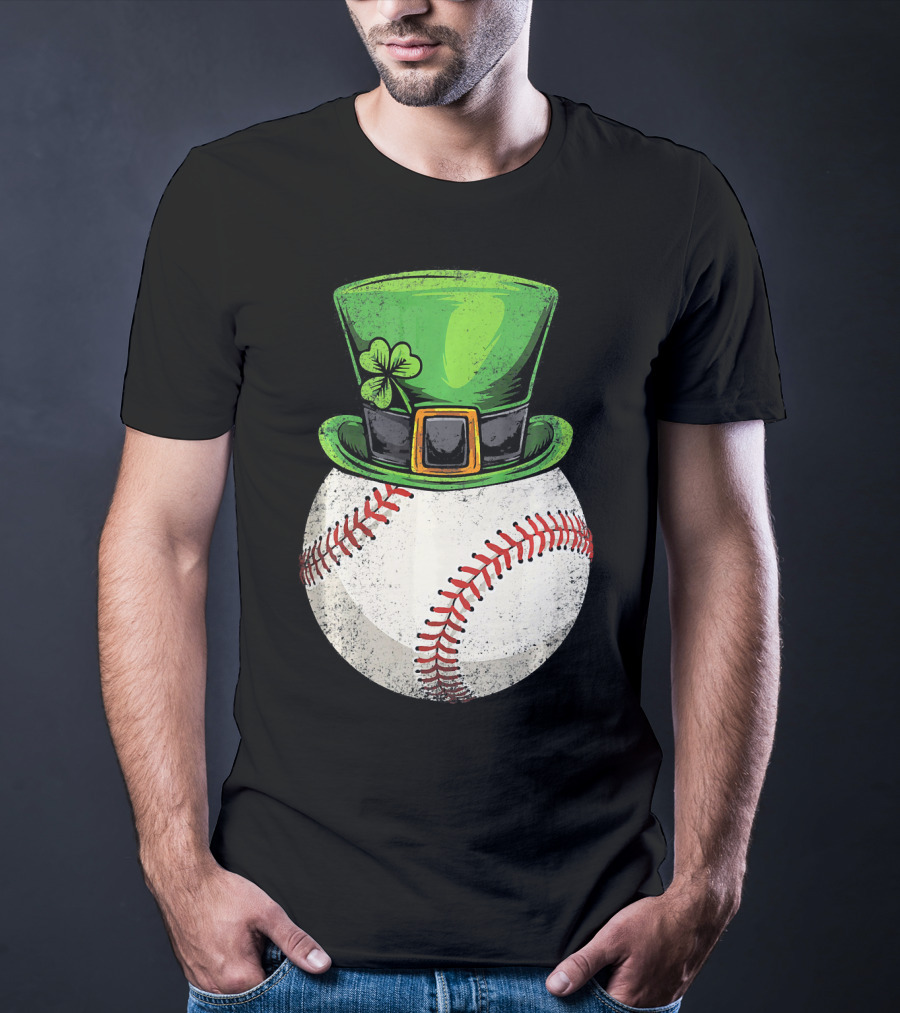 St Patricks Baseball Leprechaun Shamrock Hat T-Shirt