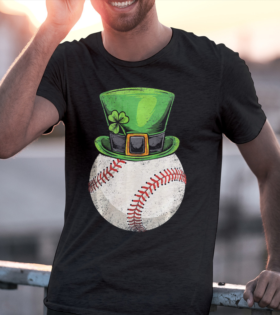 St Patricks Baseball Leprechaun Shamrock Hat T-Shirt
