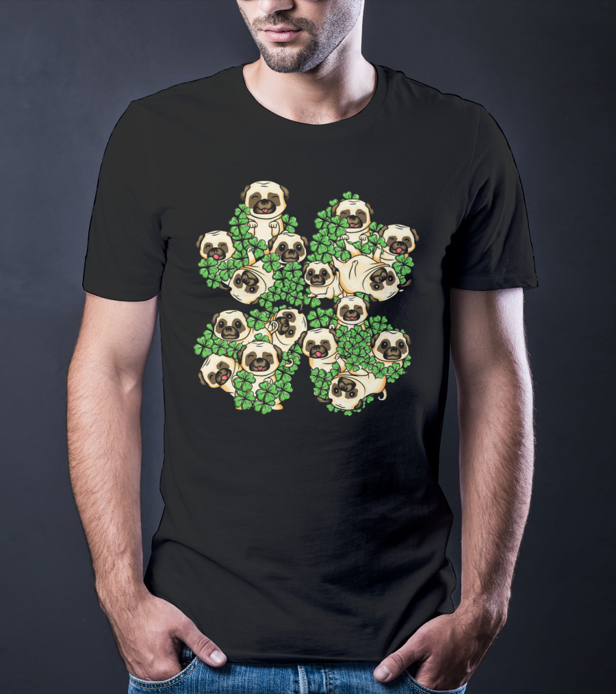Pug St. Patricks Day Irish Pug Shamrock Clover Pugs T-Shirt