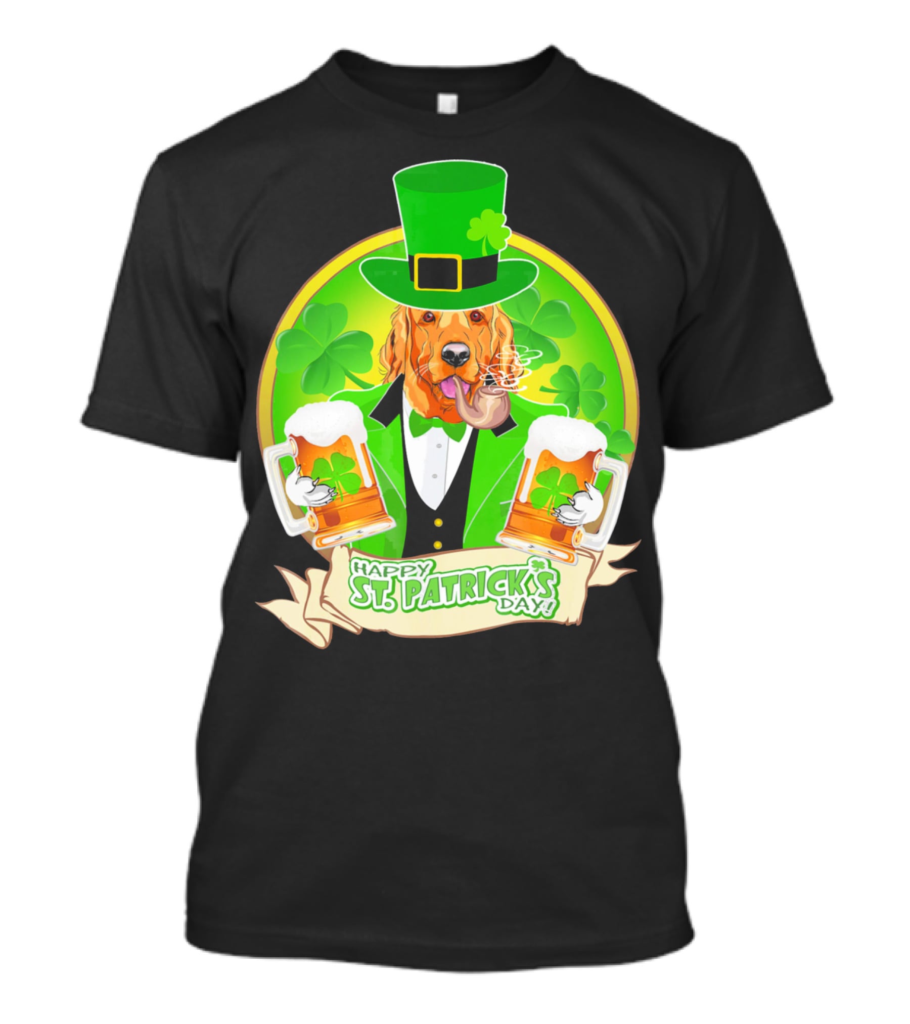 Happy St. Patrick's Day Golden Retriever Beer Fest T-Shirt