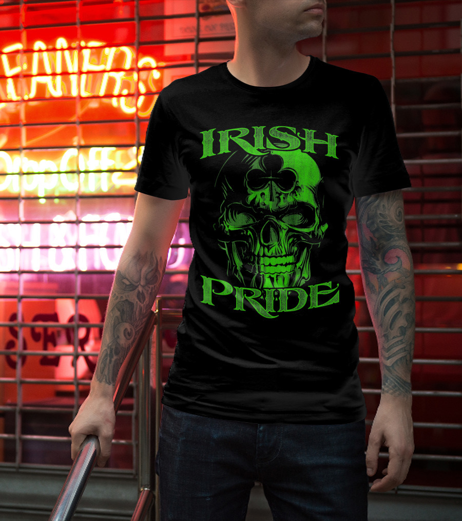 Irish Pride Shamrock Skull T-Shirt