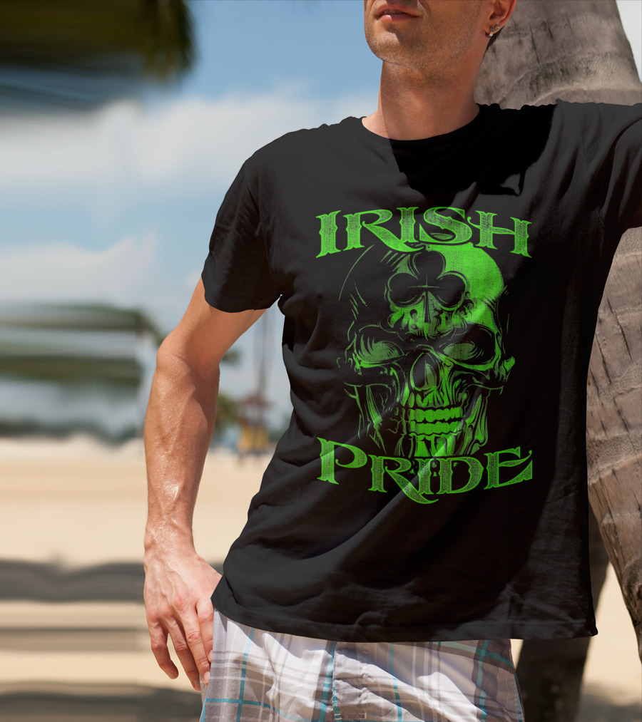 Irish Pride Shamrock Skull T-Shirt