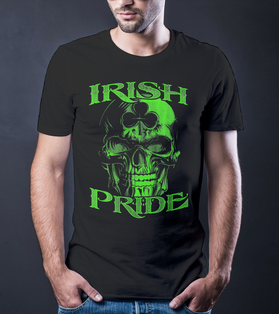 Irish Pride Shamrock Skull T-Shirt