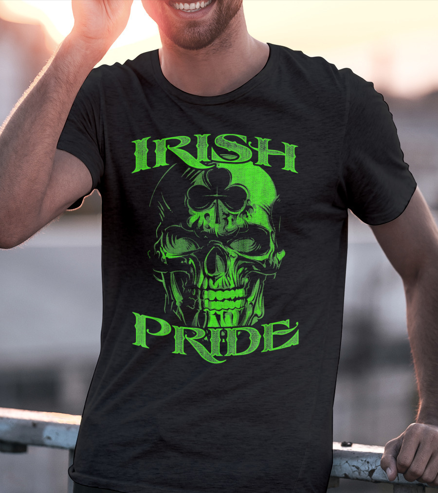 Irish Pride Shamrock Skull T-Shirt