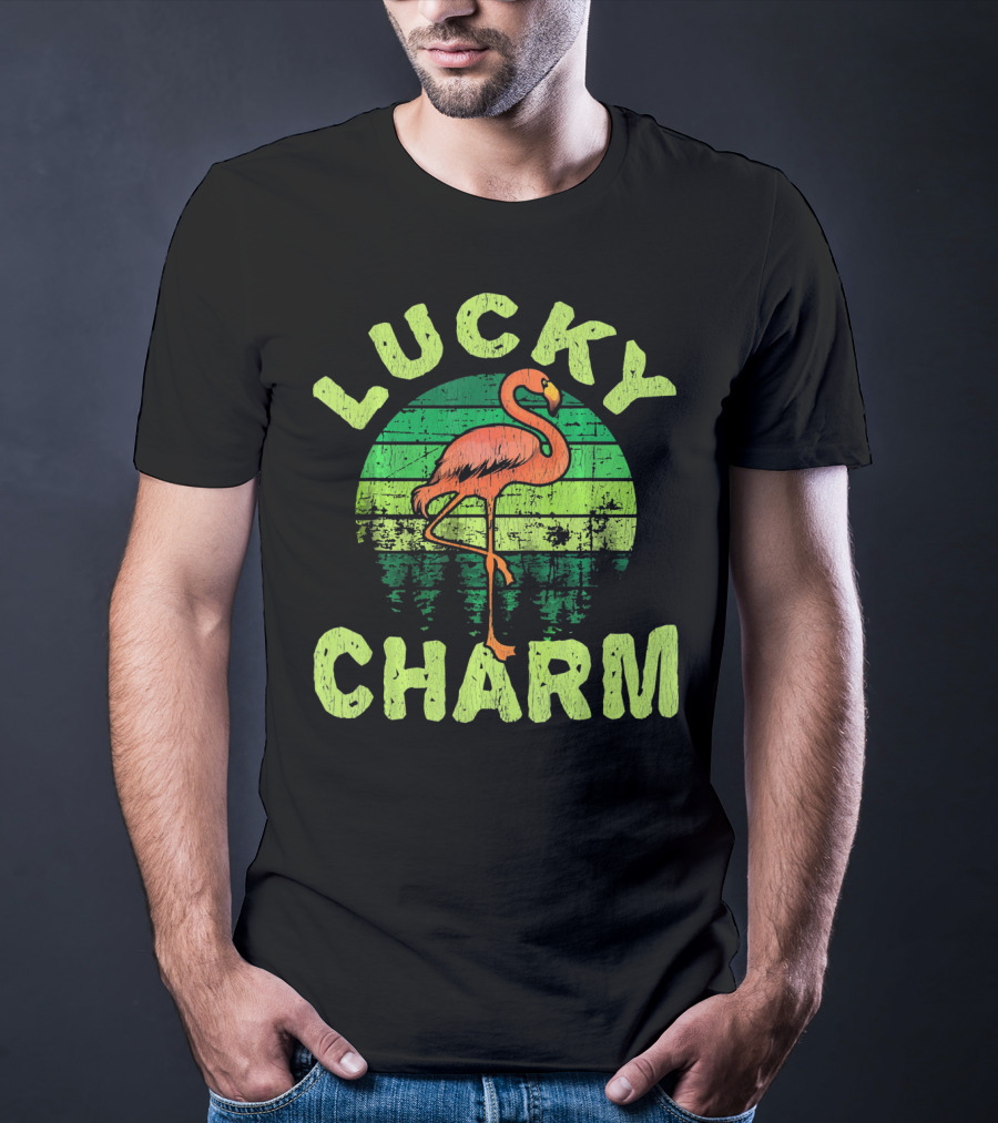 Lucky Charm Flamingo Vintage Bird Lovers T-Shirt