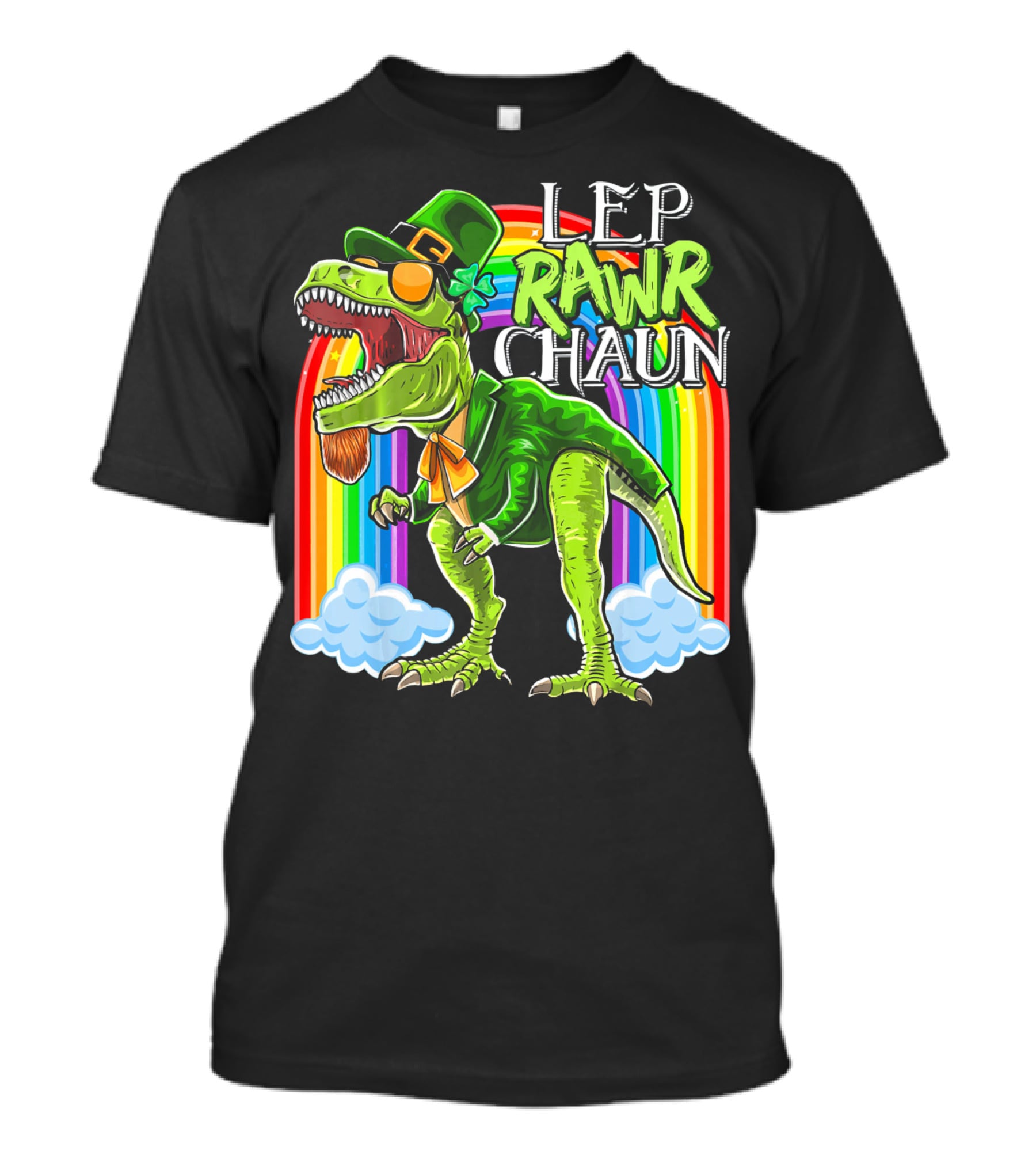 Leprawrchaun St. Patrick Day Rex Rainbow Dinosaur T-Shirt