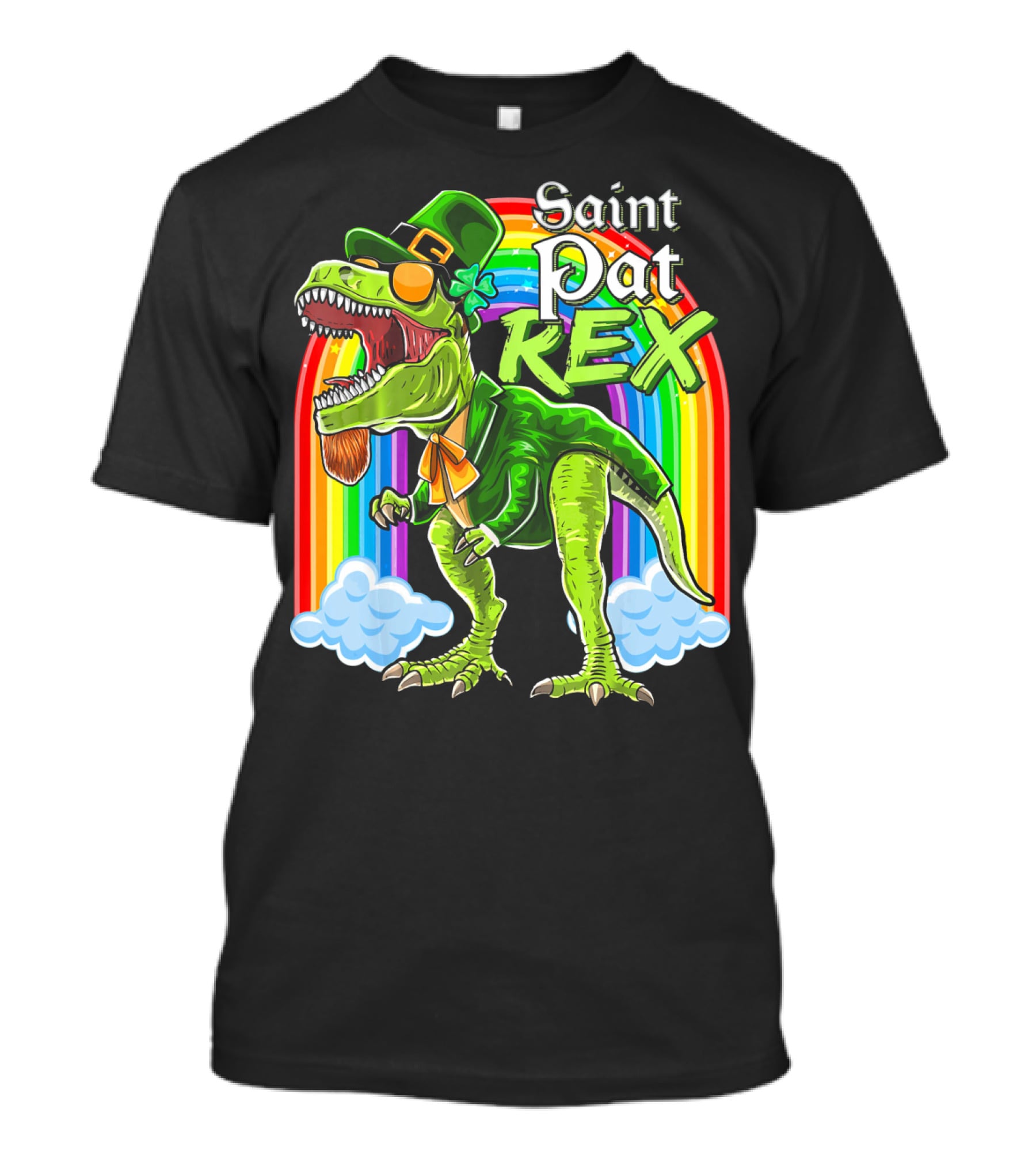 Saint Pat Rex Dinosaur Leprechaun Rainbow T-Shirt