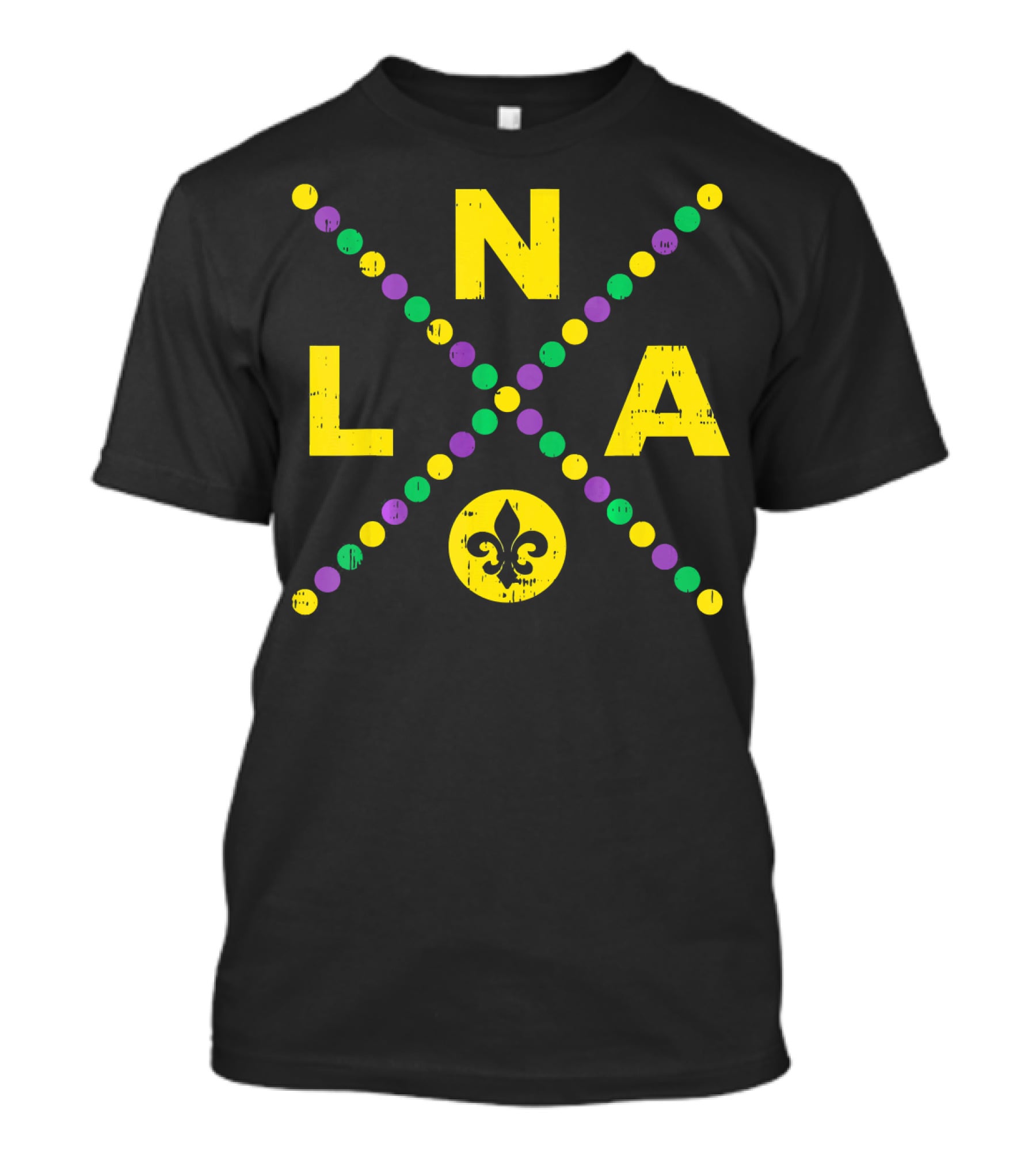 NOLA New Orleans Louisiana Jester Fleur-de-Lis Mardi Gras Colors T-Shirt