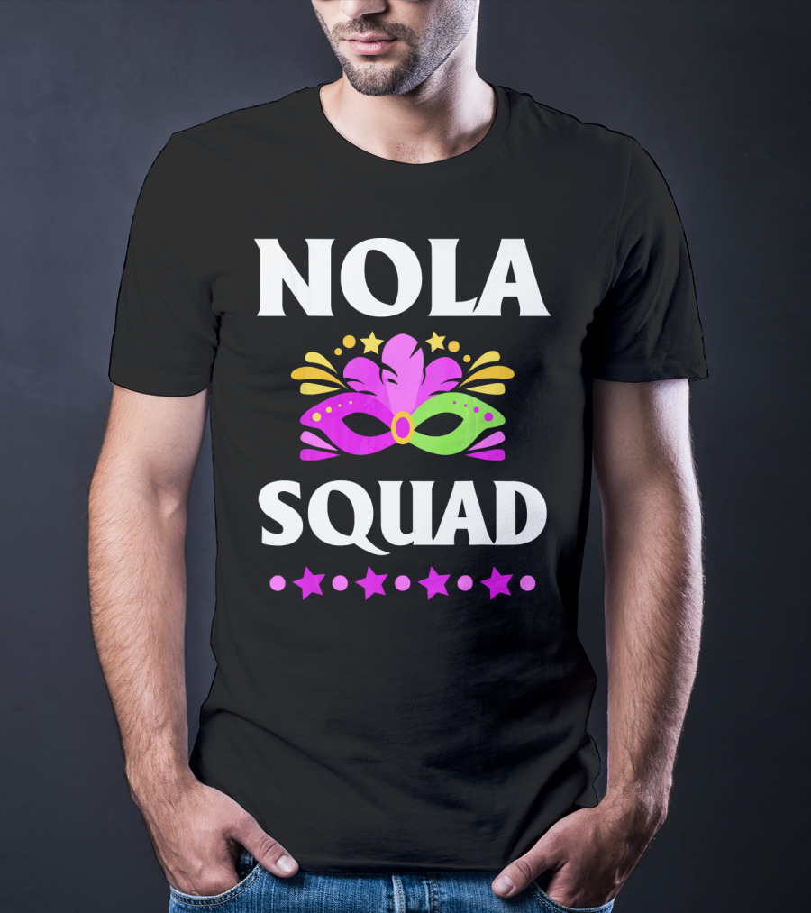 Nola Squad Mardi Gras Mask Stars T-Shirt