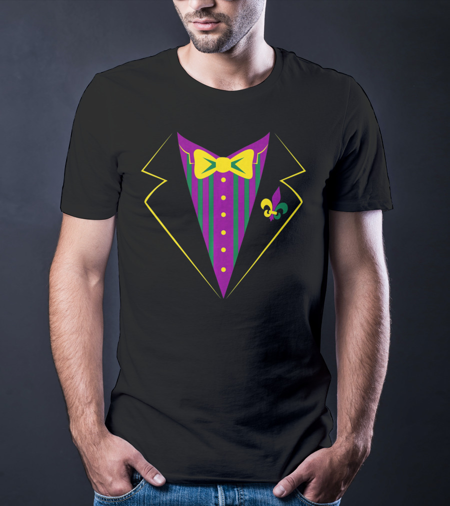Funny Mardi Gras Tuxedo Party Celebration Fleur-de-lis T-Shirt