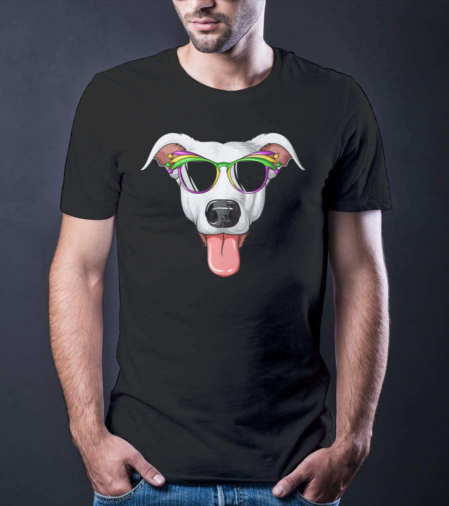 Greyhound Mardi Gras Carnival Mask Dog With Sunglasses T-Shirt