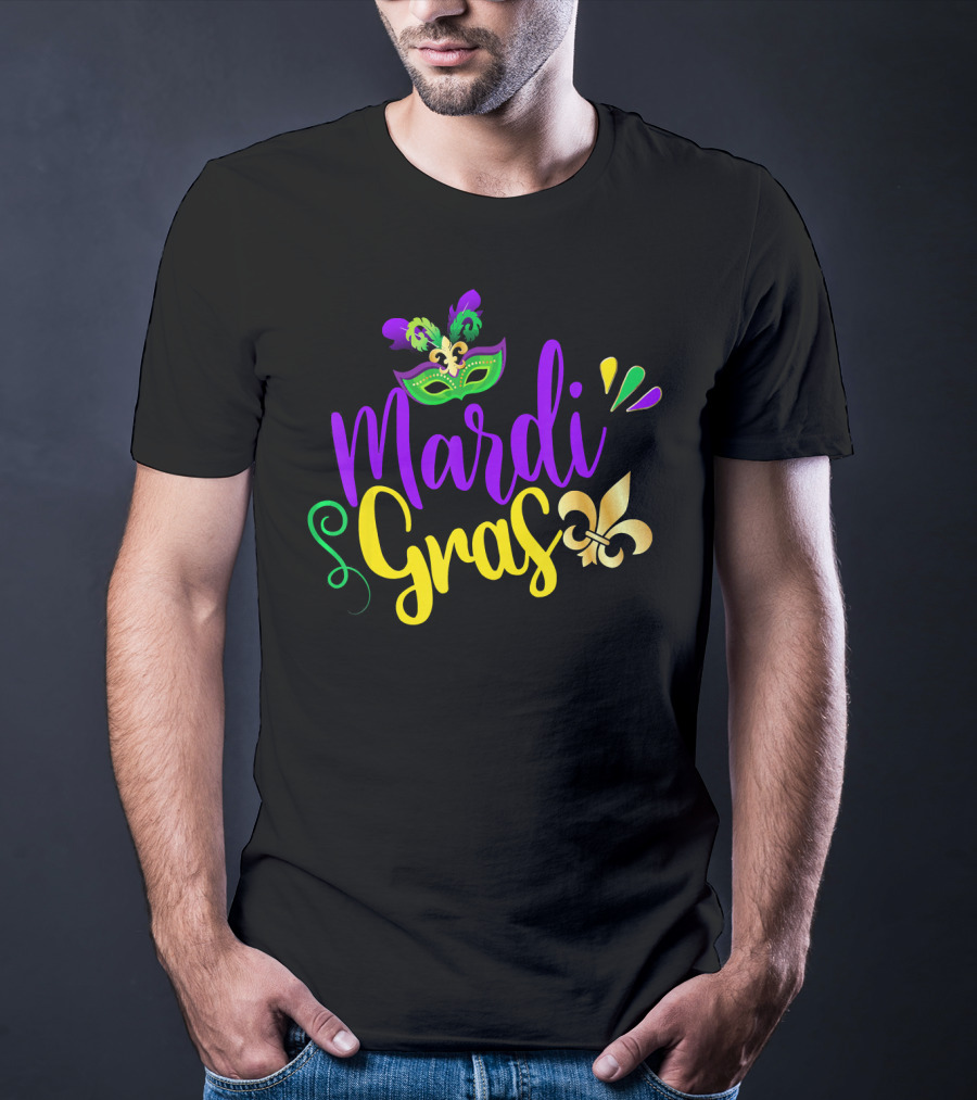 Mardi Gras Fleur-de-Lis Mask New Orleans Louisiana T-Shirt