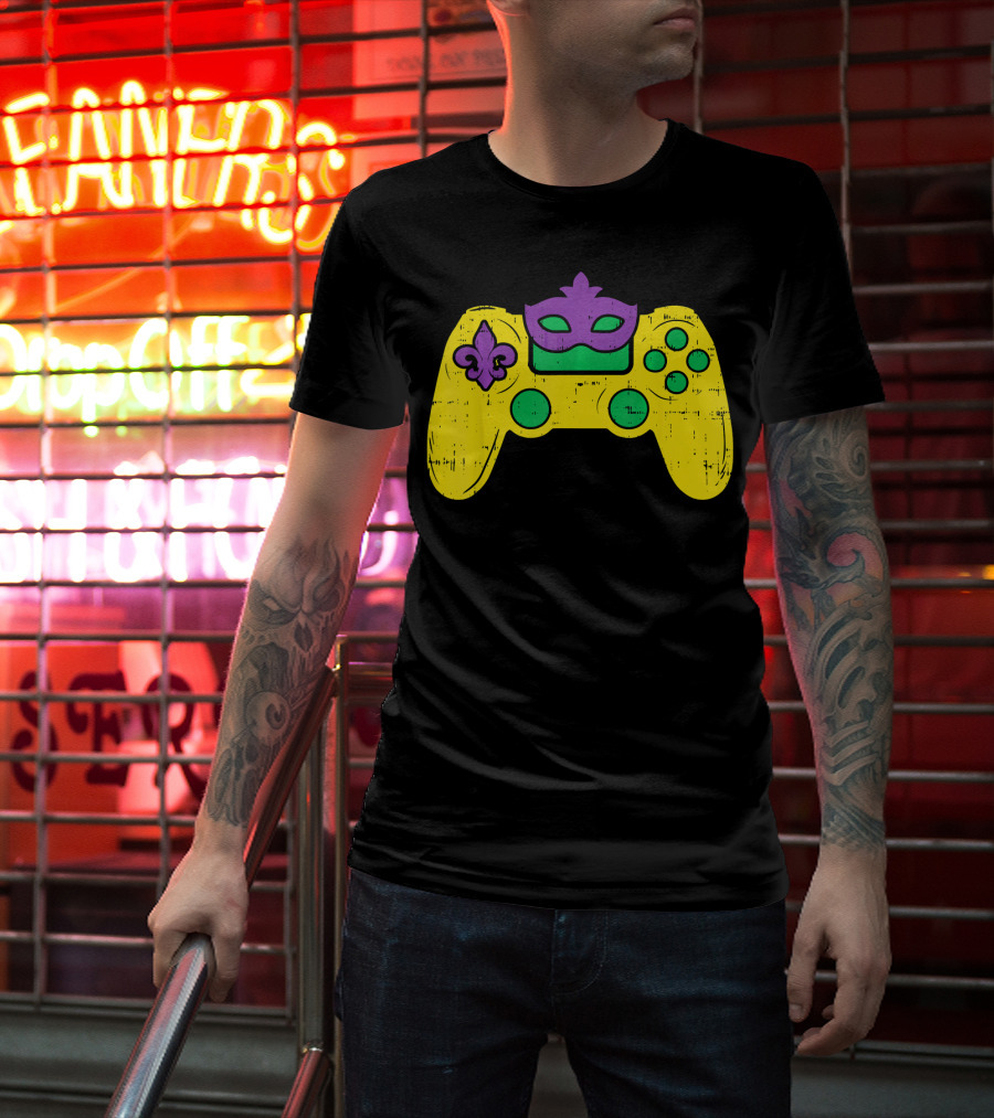 Mardi Gras Video Game Controller Gamer E Sports T-Shirt