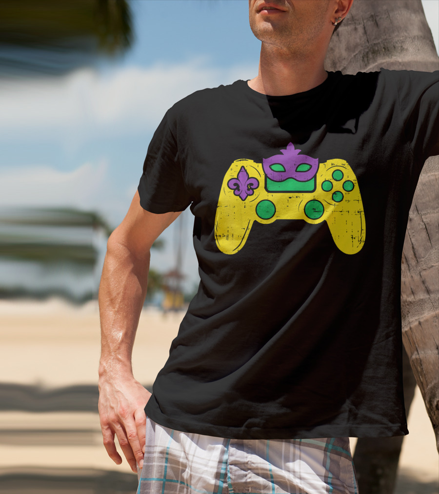 Mardi Gras Video Game Controller Gamer E Sports T-Shirt