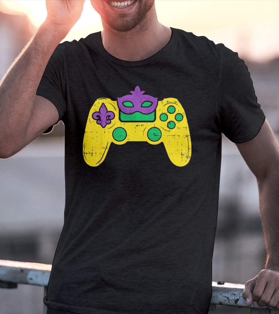 Mardi Gras Video Game Controller Gamer E Sports T-Shirt