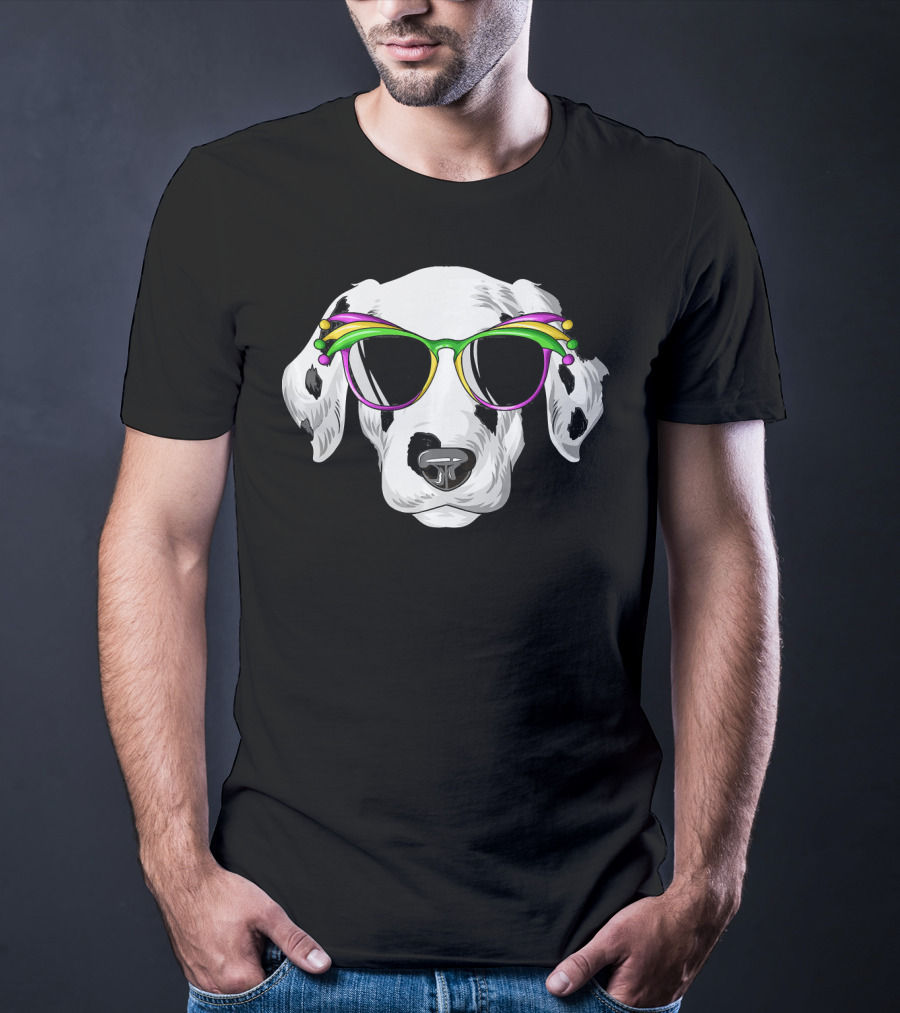Dalmatian Mardi Gras Carnival Mask Dalma Glasses T-Shirt