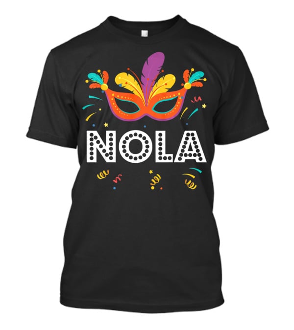 NOLA Mardi Gras Colorful Mask And Confetti T-Shirt