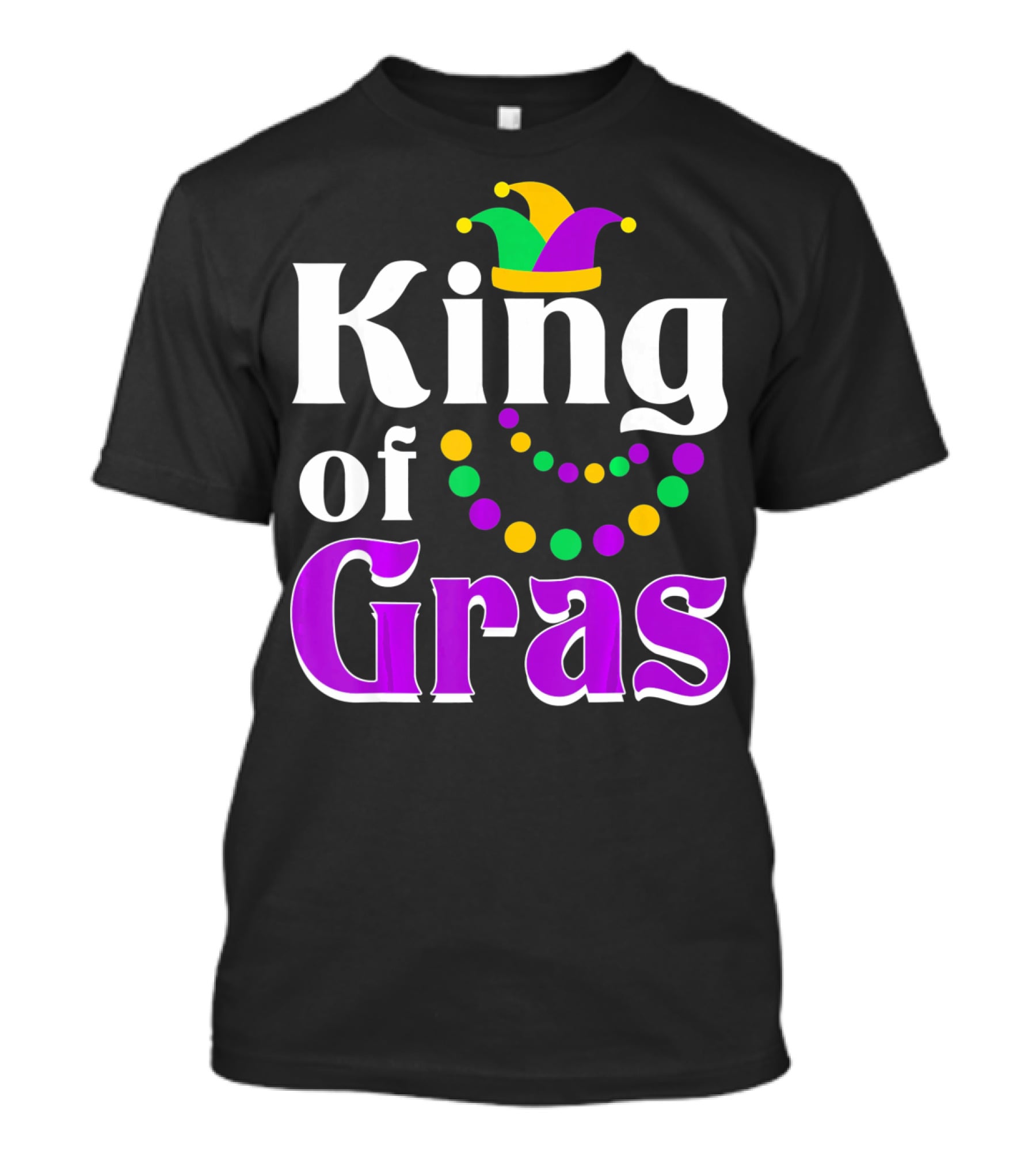 King Of Gras Funny Mardi Gras Couples Co Jokester Hat And Beads T-Shirt