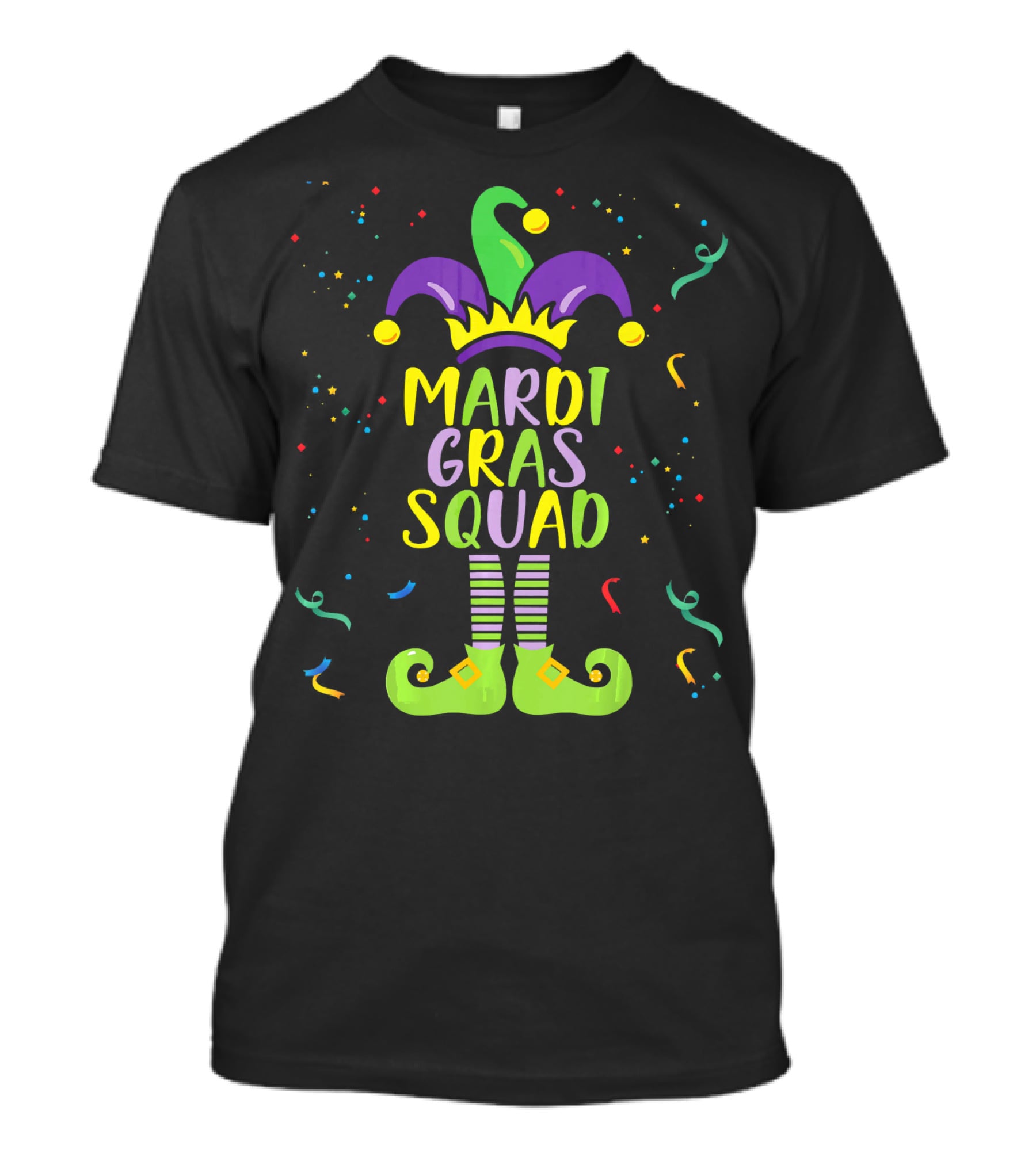 Mardi Gras Squad Costume Jester Hat And Shoes T-Shirt