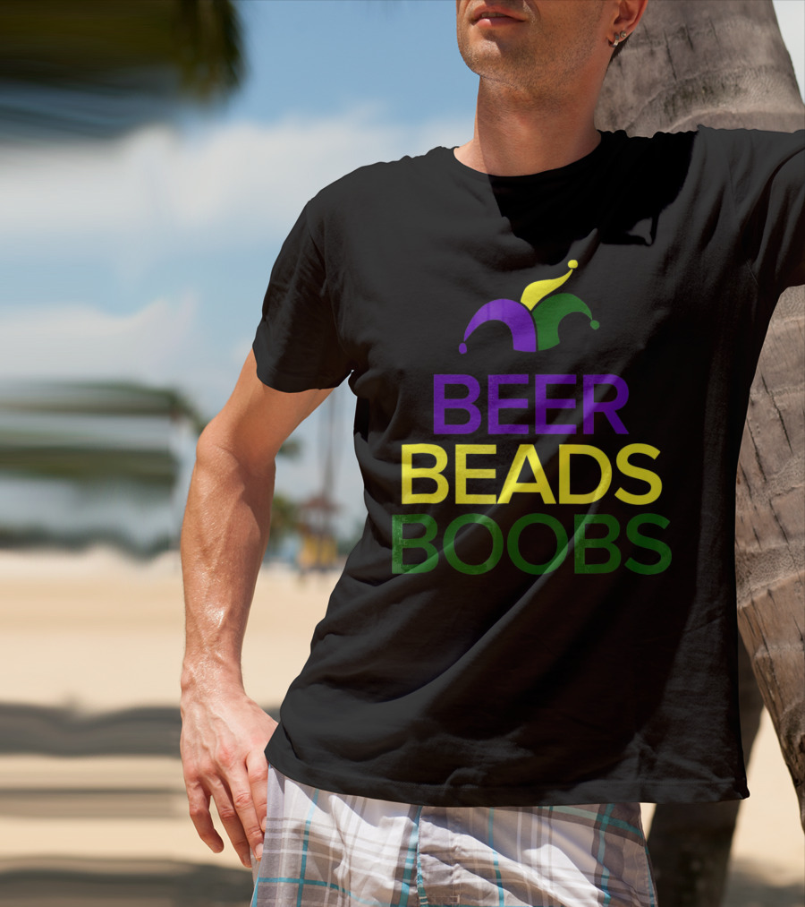 BEER BEADS BOOBS MARDI GRAS JESTER HAT T-Shirt