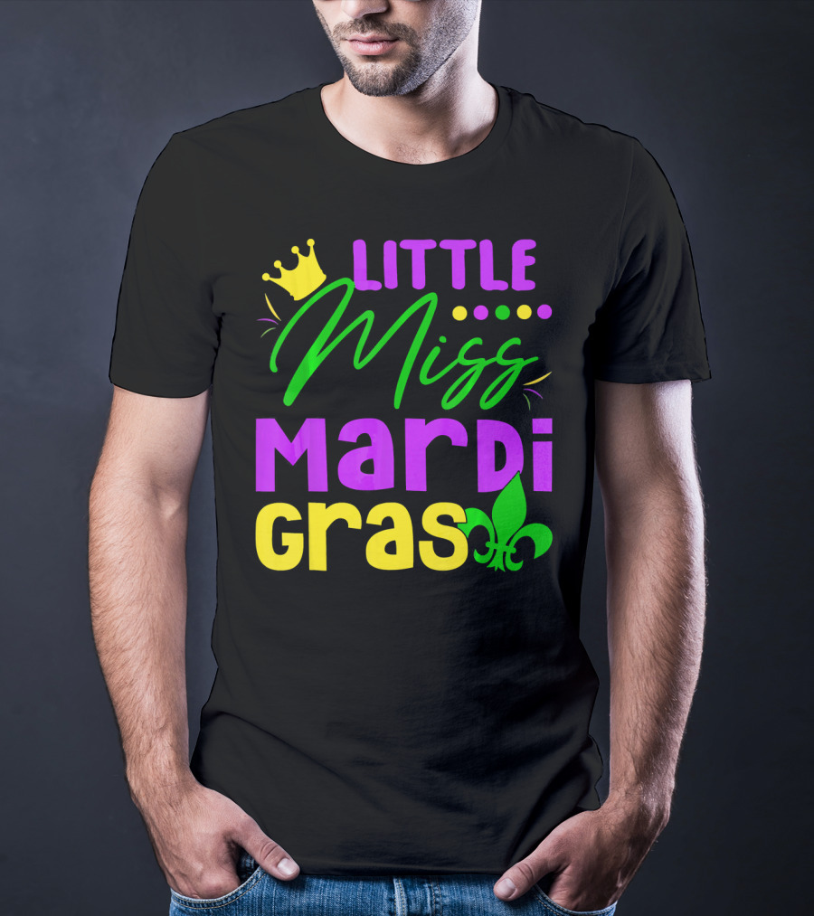 Little Miss Mardi Gras Fleur-de-Lis Crown Carnival T-Shirt