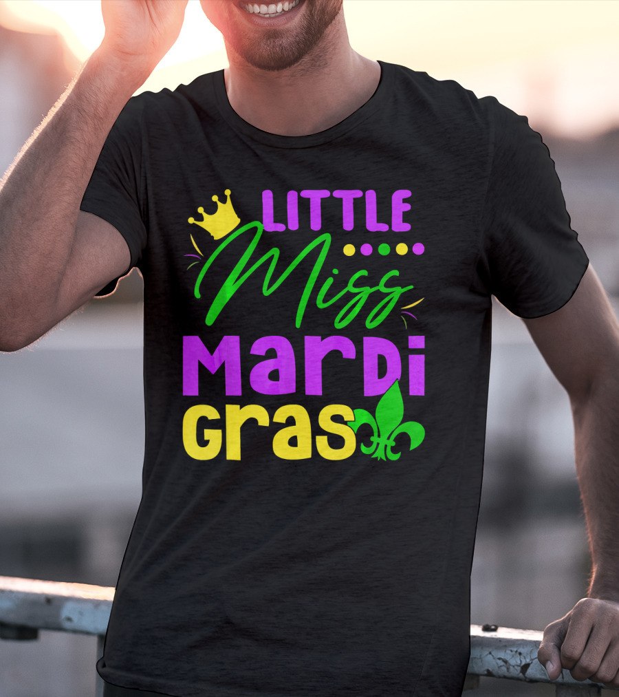 Little Miss Mardi Gras Fleur-de-Lis Crown Carnival T-Shirt