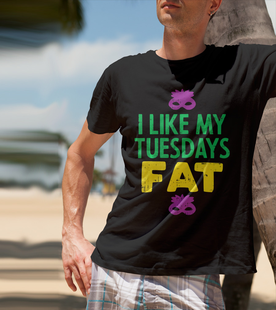 I Like My Tuesdays Fat Mardi Gras Jester Mask T-Shirt