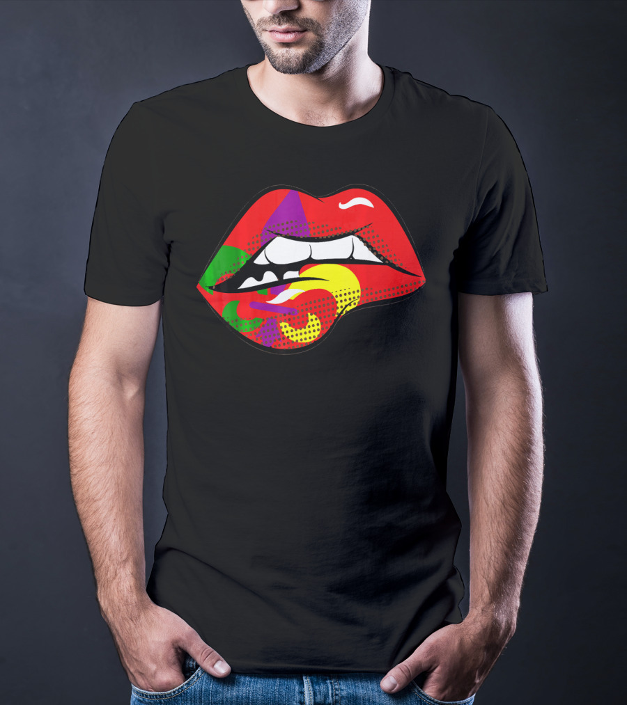Mardi Gras Fleur De Lis Lips Party Pop T-Shirt