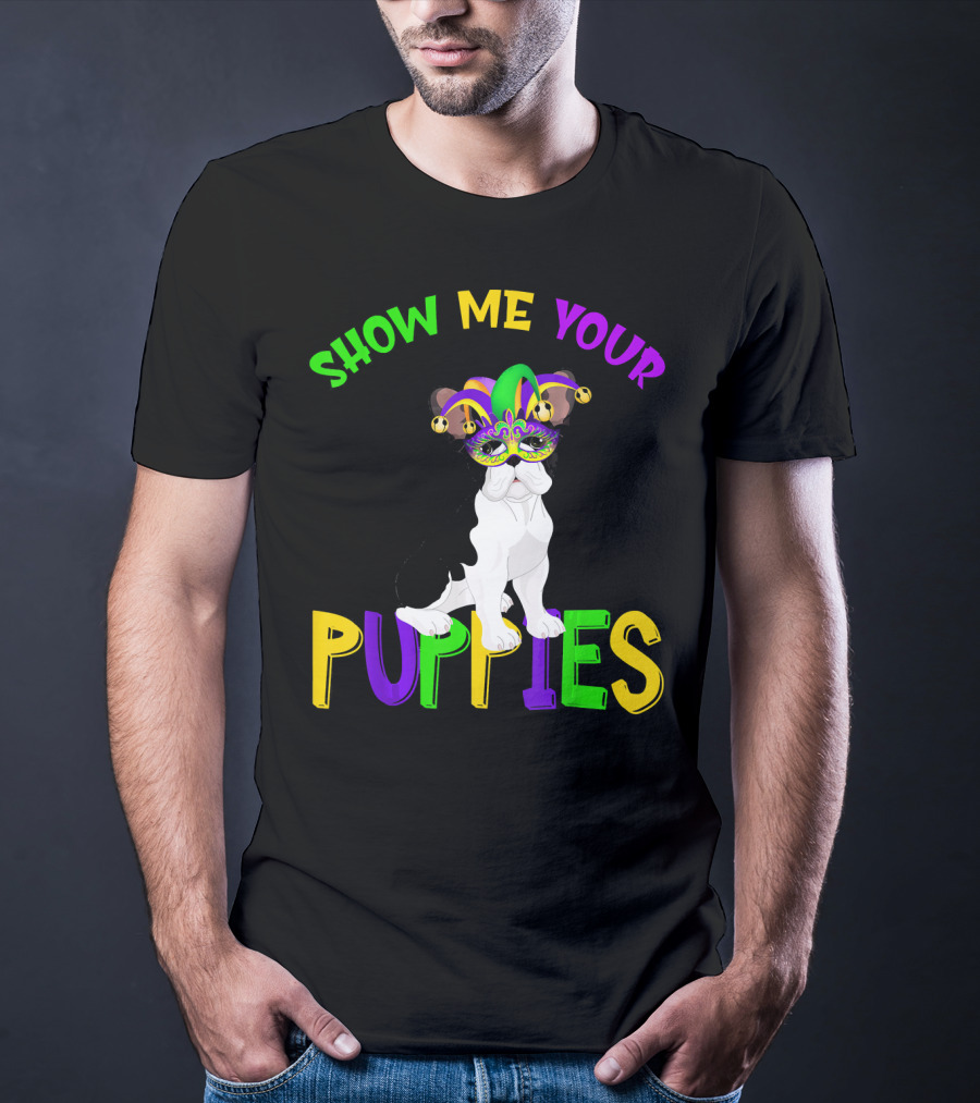 Show Me Your Puppies French Bulldogs Jester Hat T-Shirt