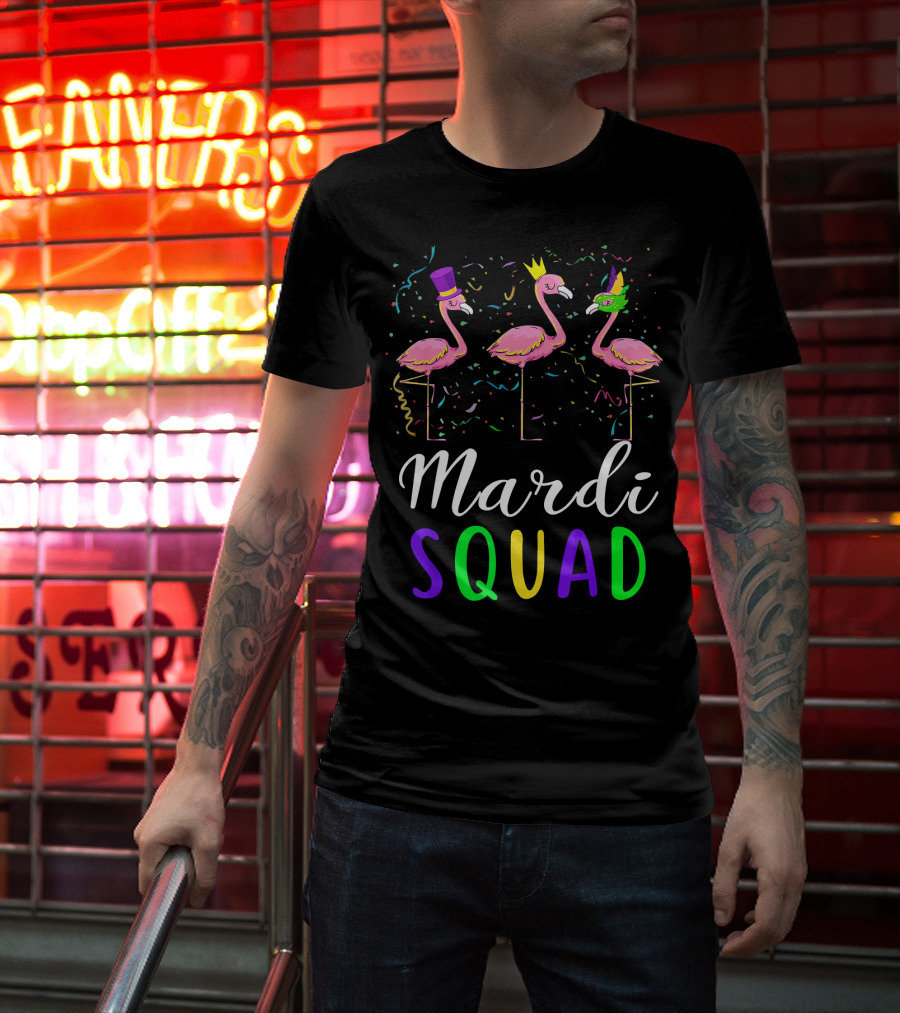 Mardi Gras Flamingo Squad Festival T-Shirt
