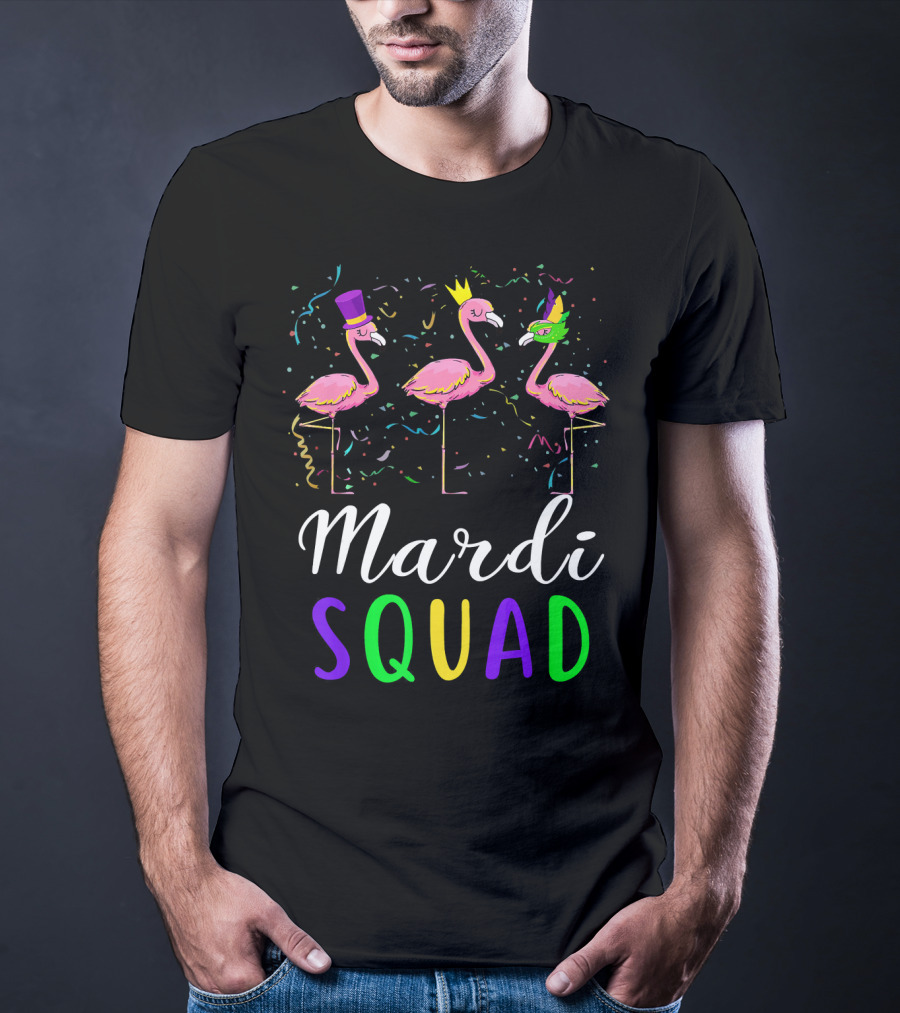 Mardi Gras Flamingo Squad Festival T-Shirt