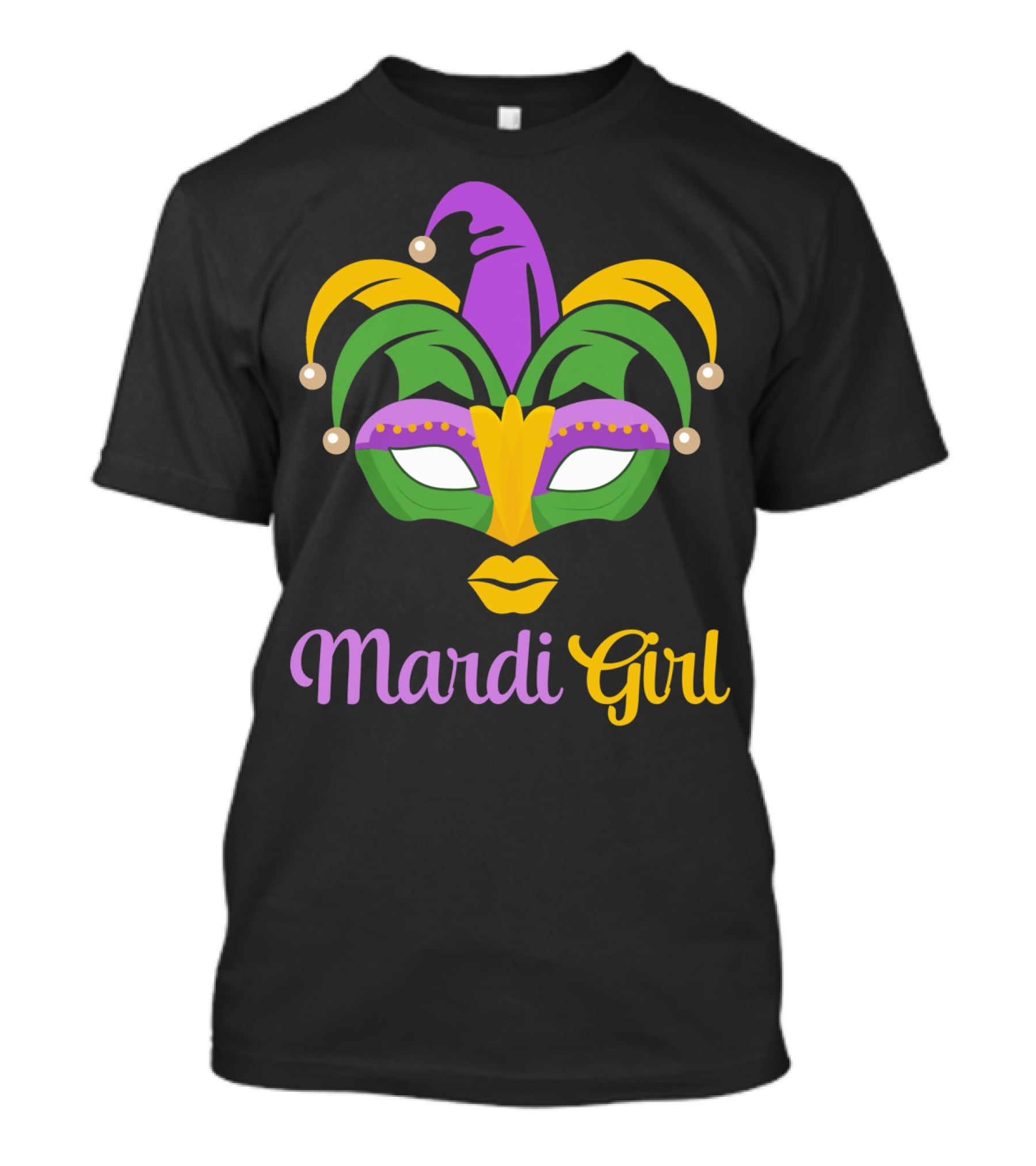 Mardi Girl Mask Colorful Jester Costume T-Shirt
