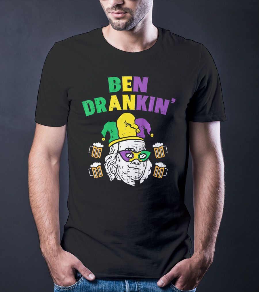 Ben Drankin' Franklin Jester Mask Beer Mugs T-Shirt