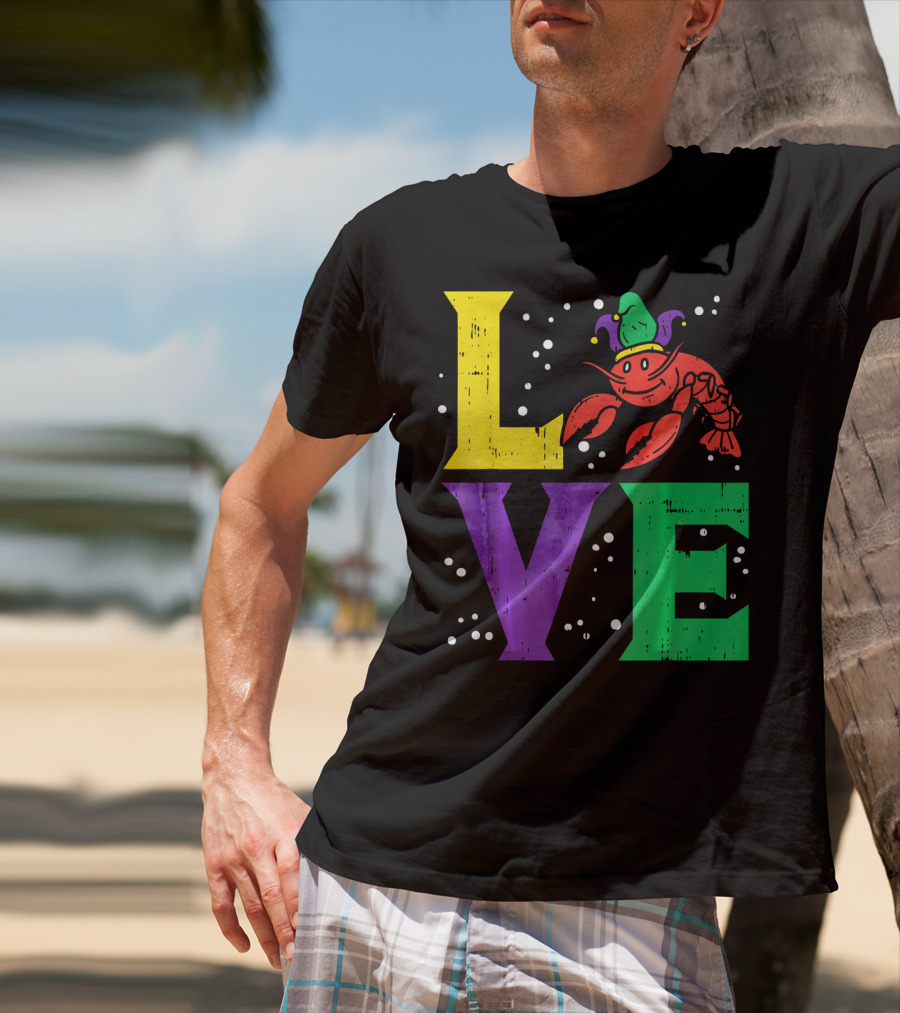 Love Crawfish Jester Hat Mardi Gras T-Shirt